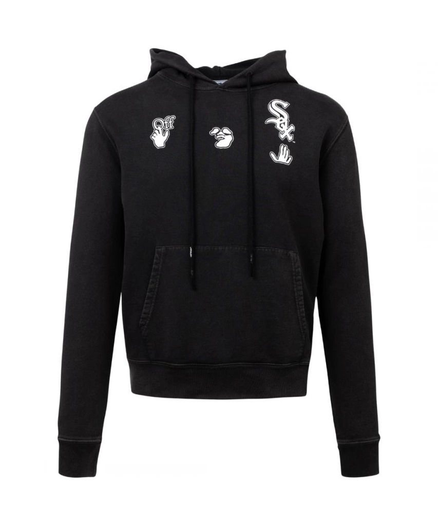 Off White Mens X MLB Chicago White Sox Slim Fit Black Hoodie Cotton - Size Medium